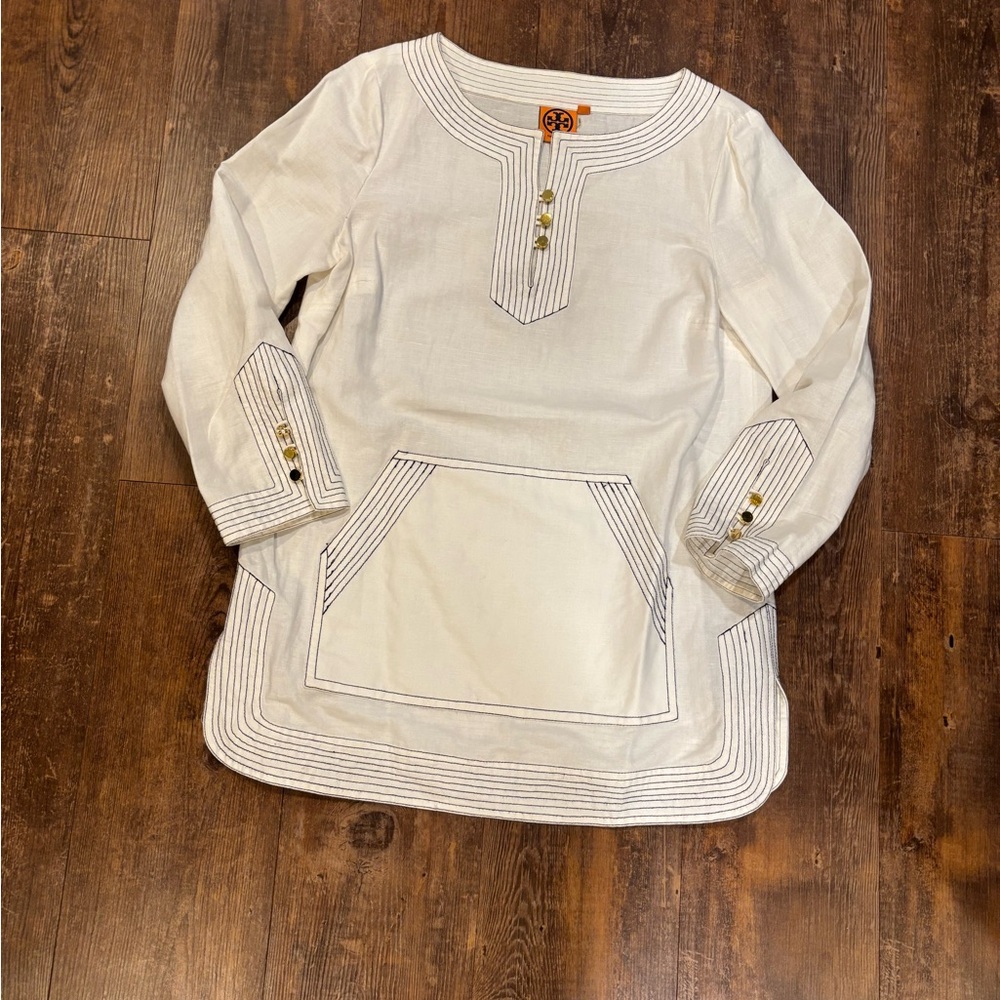 Tory Burch Tunic with Navy Stitching